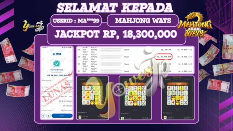 BUKTI WITHDRAW YOWESWD KEMENANGAN JACKPOT DI SLOT MAHJONG WAYS