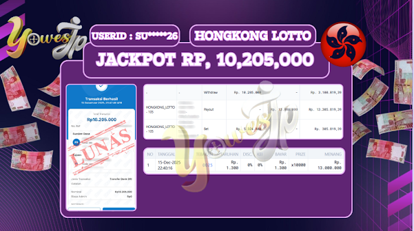 BUKTI WITHDRAW YOWESWD KEMENANGAN JACKPOT DI HONGKONG LOTTO