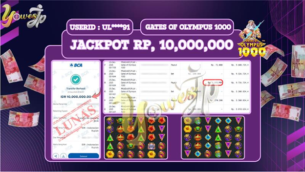 BUKTI WITHDRAW YOWESWD KEMENANGAN JACKPOT DI SLOT GATES OF OLYMPUS