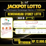 BUKTI JACKPOT KEMENANGAN SYDNEY POOLS Rp 12,000,000 DI SITUS YOWESWD 10 February 2026
